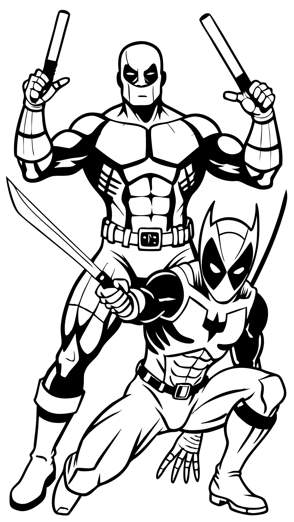 Páginas para colorear de Deadpool y Wolverine